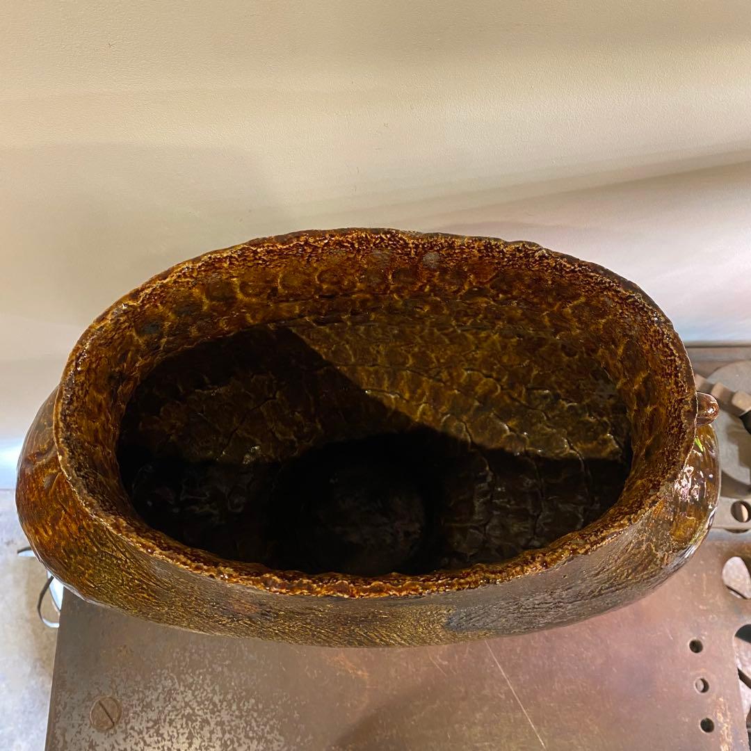 プリミティブでアンバランスな陶器製花器 ビンテージ 古道具