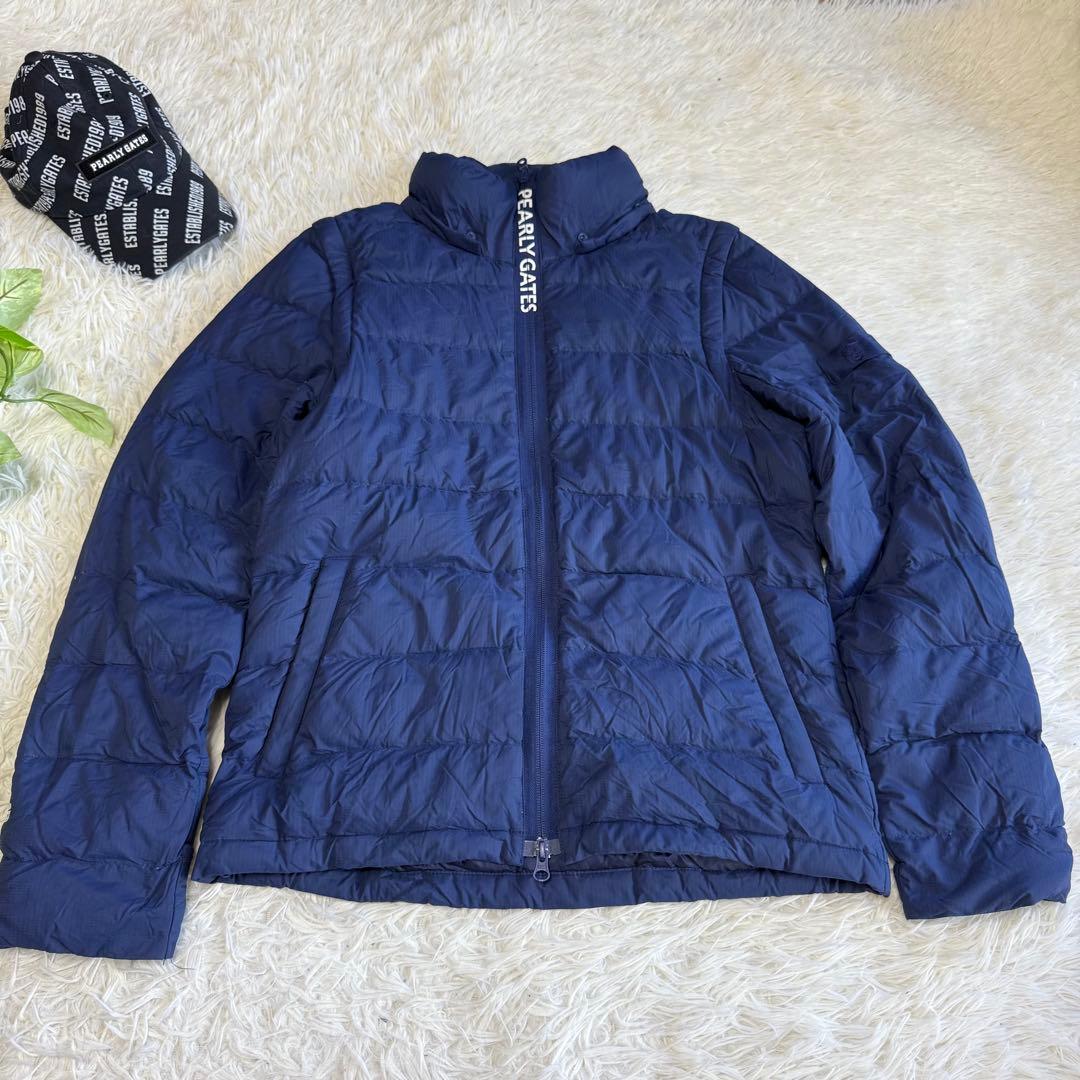 【パーリーゲイツ】美品 ダウンジャケット ネイビー 4サイズ メンズ 4way