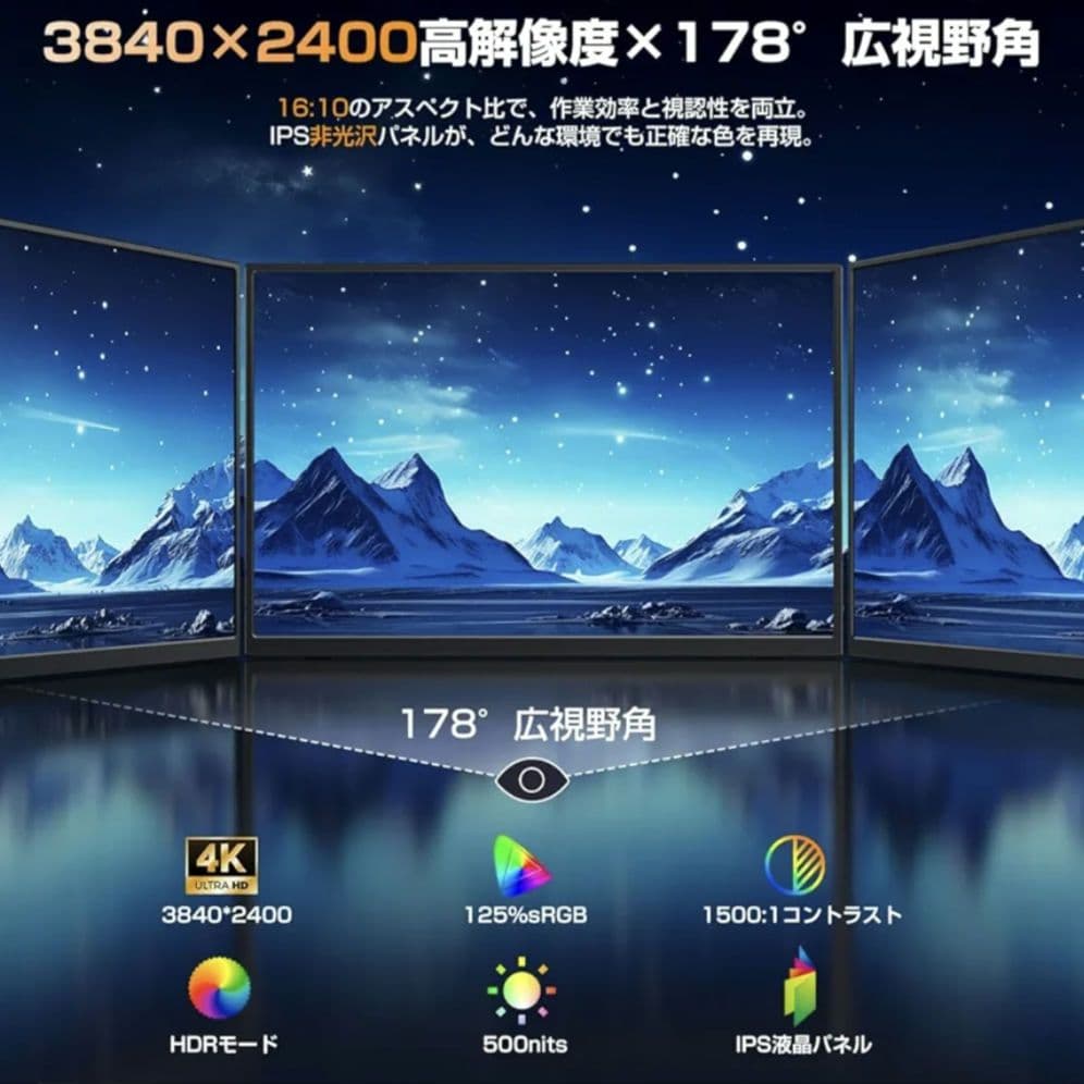 ポータブルモニター モバイルモニター　14.5インチ 4K+