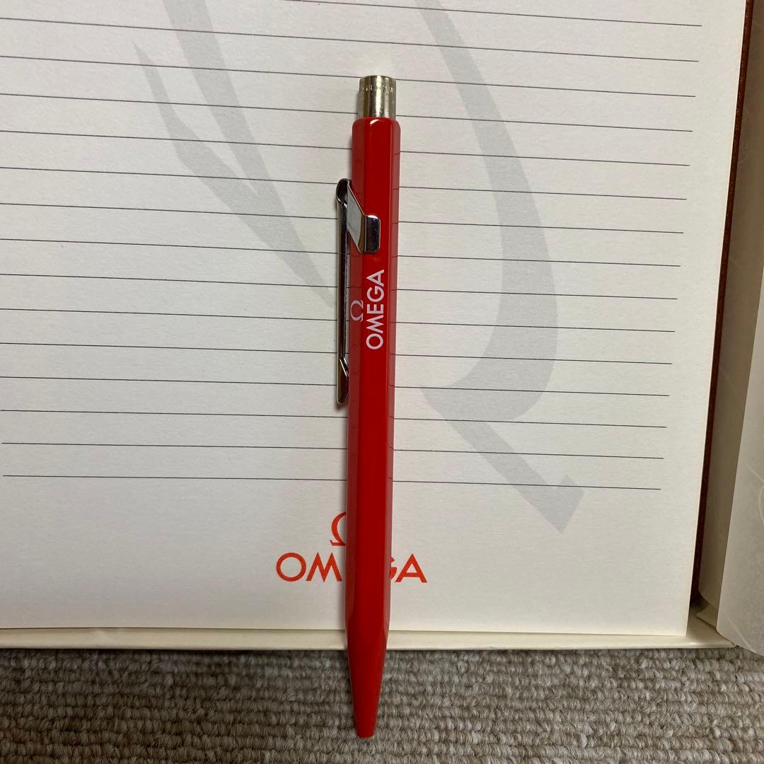 オメガ　メモ　レザーカバー　ボールペン付き