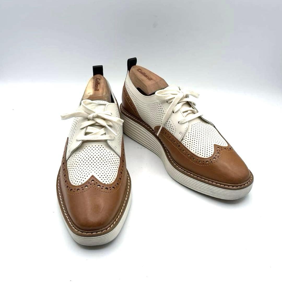 コールハーン　オックスフォード　革靴　ウイングチップ　パンチング　24.5