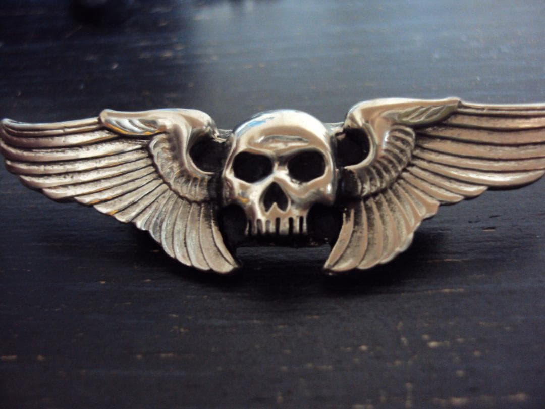 シルバースカル　スカル ウィング　PIN　SS　ヘルズエンジェルズ バッチ