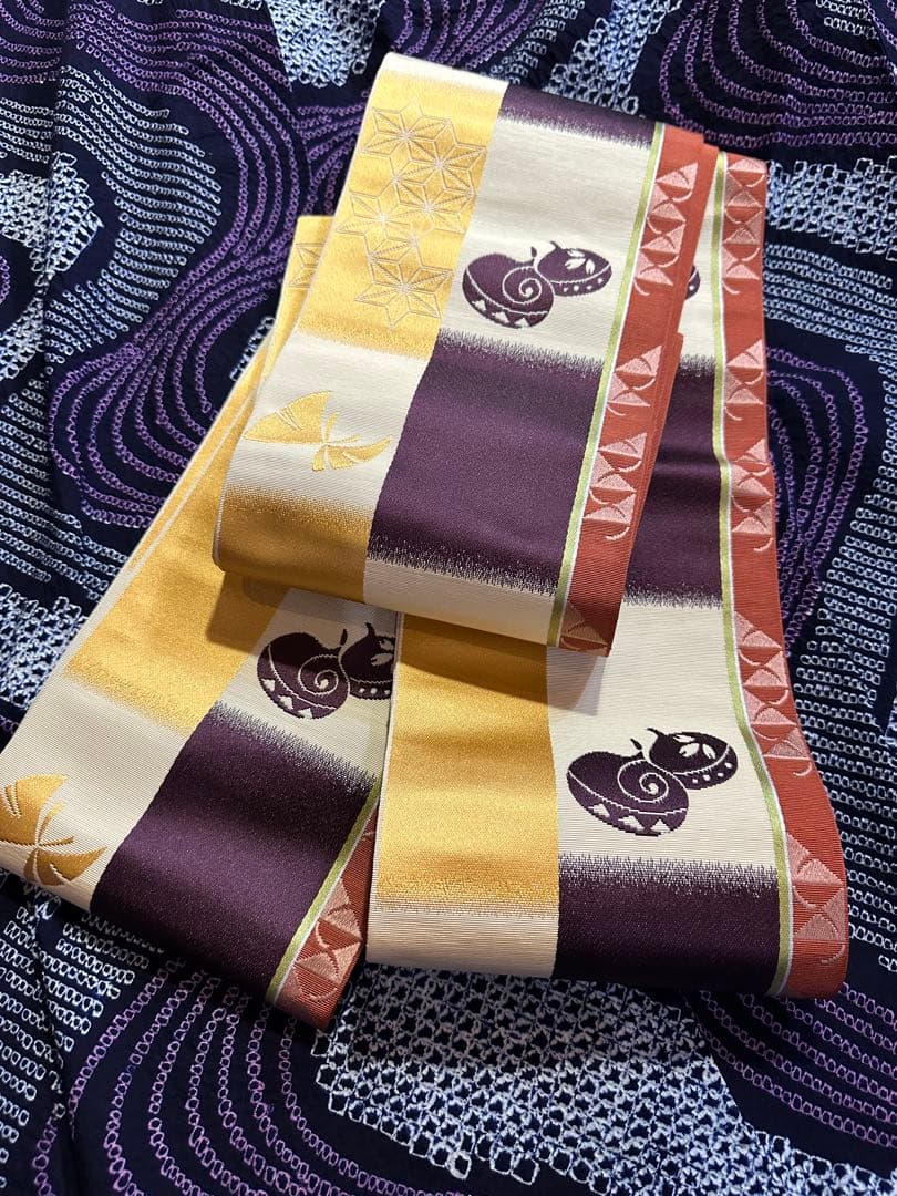 2点セット　新品美品✨身丈165裄丈67 有松鳴海絞り浴衣 藍染に紫　波紋様