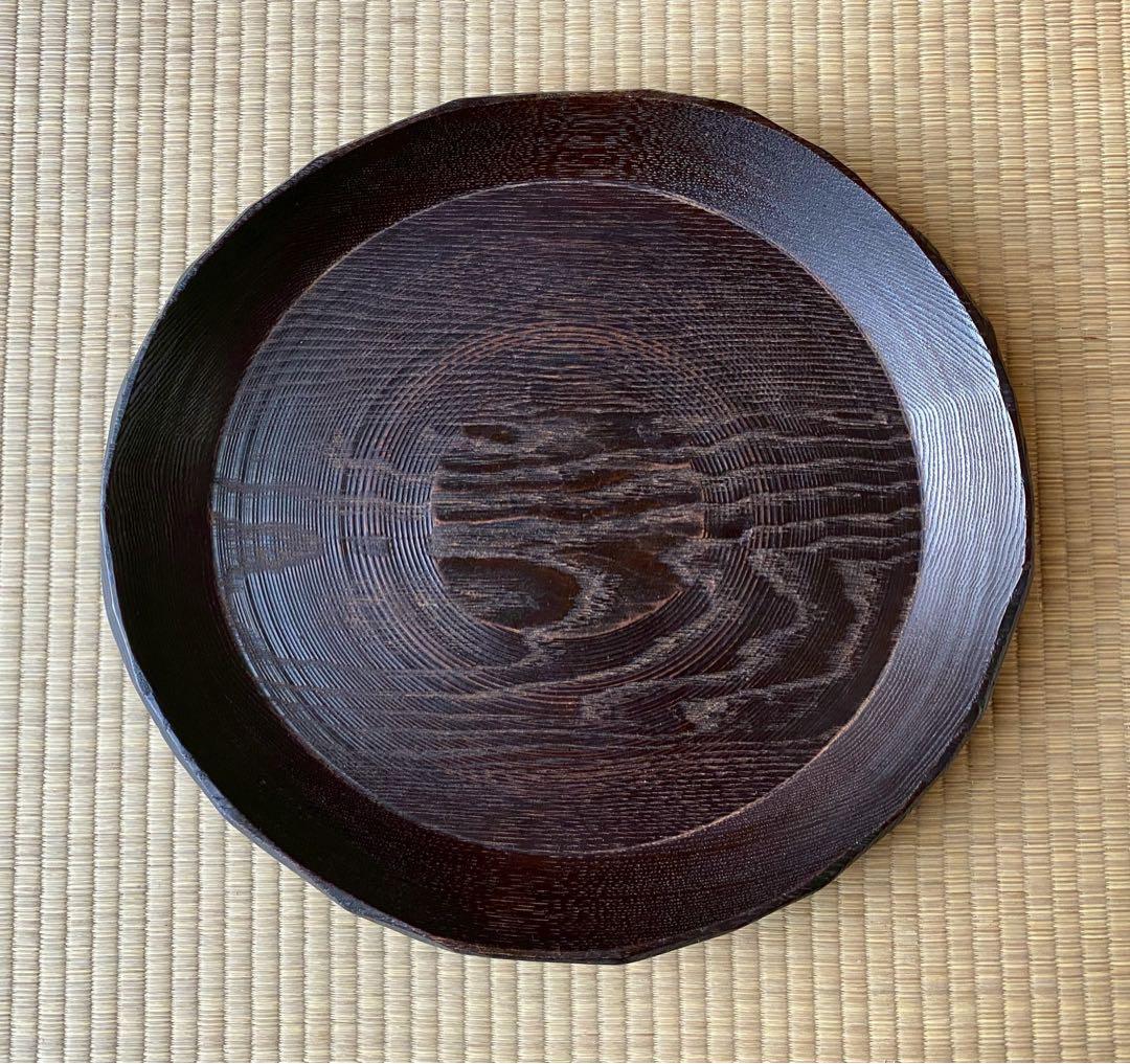 村瀬治兵衛 作【沢栗はつり盆】38cm 大きなサイズ 丸盆 盆手前 茶道具