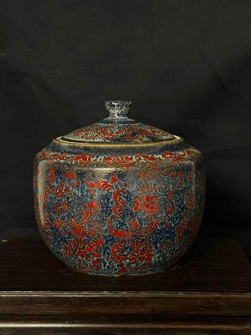 【倉庫整理品】中国古美術/清時代呂鈞窯壺【大清乾龍年製】在銘：XG66