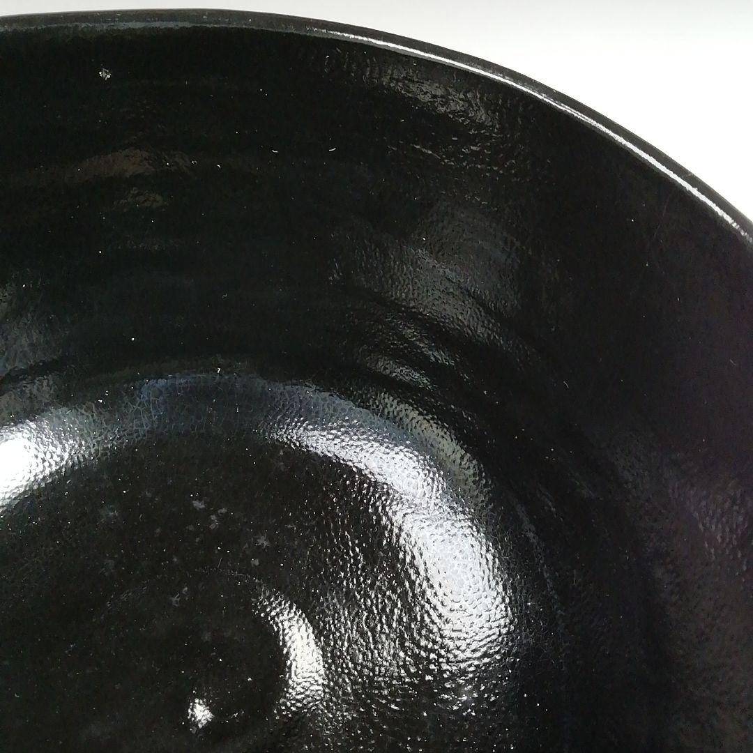 Ｓ９３７　茶碗　『黒地金襴梅花文』『平安　京泉 造』　共箱　抹茶碗　茶道具