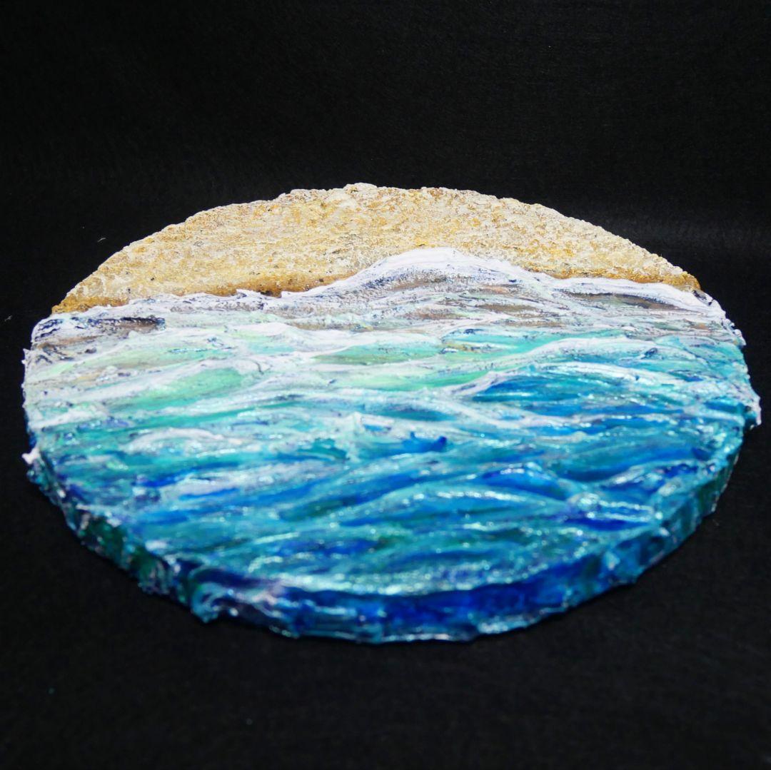 油絵 油彩 油彩画 絵 絵画 円形【丸い海】