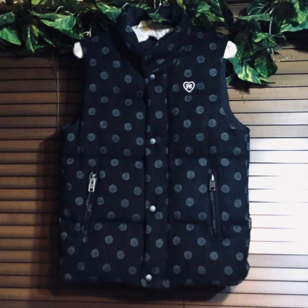 PEARY GATES/パーリーゲイツ/ダウンベスト/ブラック×ドット