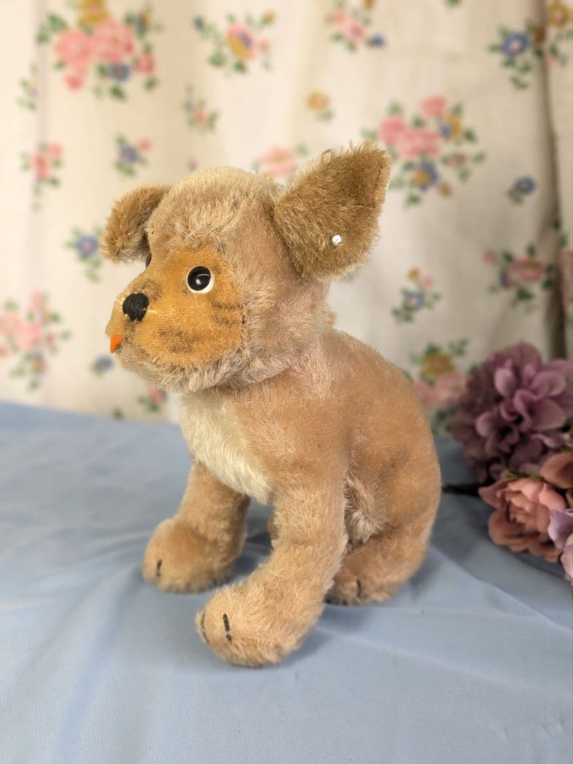 アンティーク シュタイフ社 ドイツ製　犬ぬいぐるみ パグ モプシー 大サイズ
