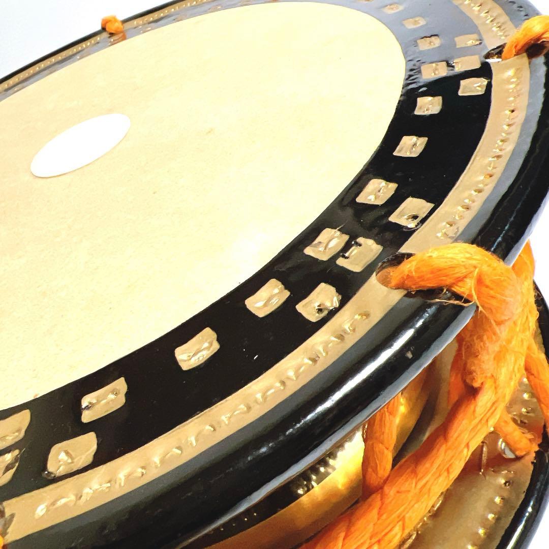 【良品】締め太鼓　和太鼓 35.5cm x 16cm 木製スタンド　金彩　蒔絵