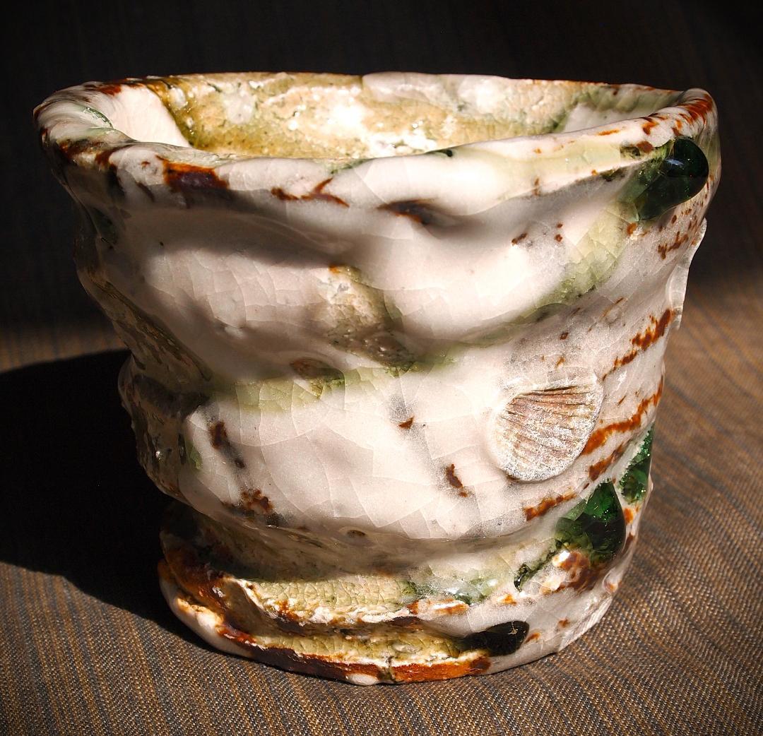 個展作品★村越琢磨【師：梅原武平】志野織部フリーカップＢ★ビードロ