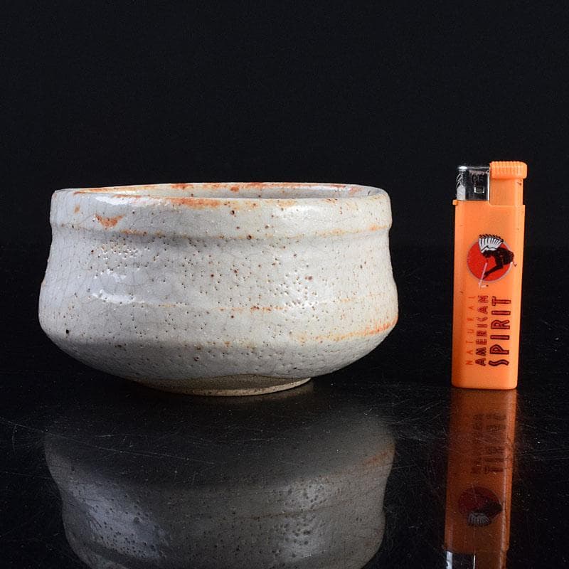 りん　茶道具　志野焼　人間国宝　荒川豊蔵作　沓茶碗　時代箱　V　R9380