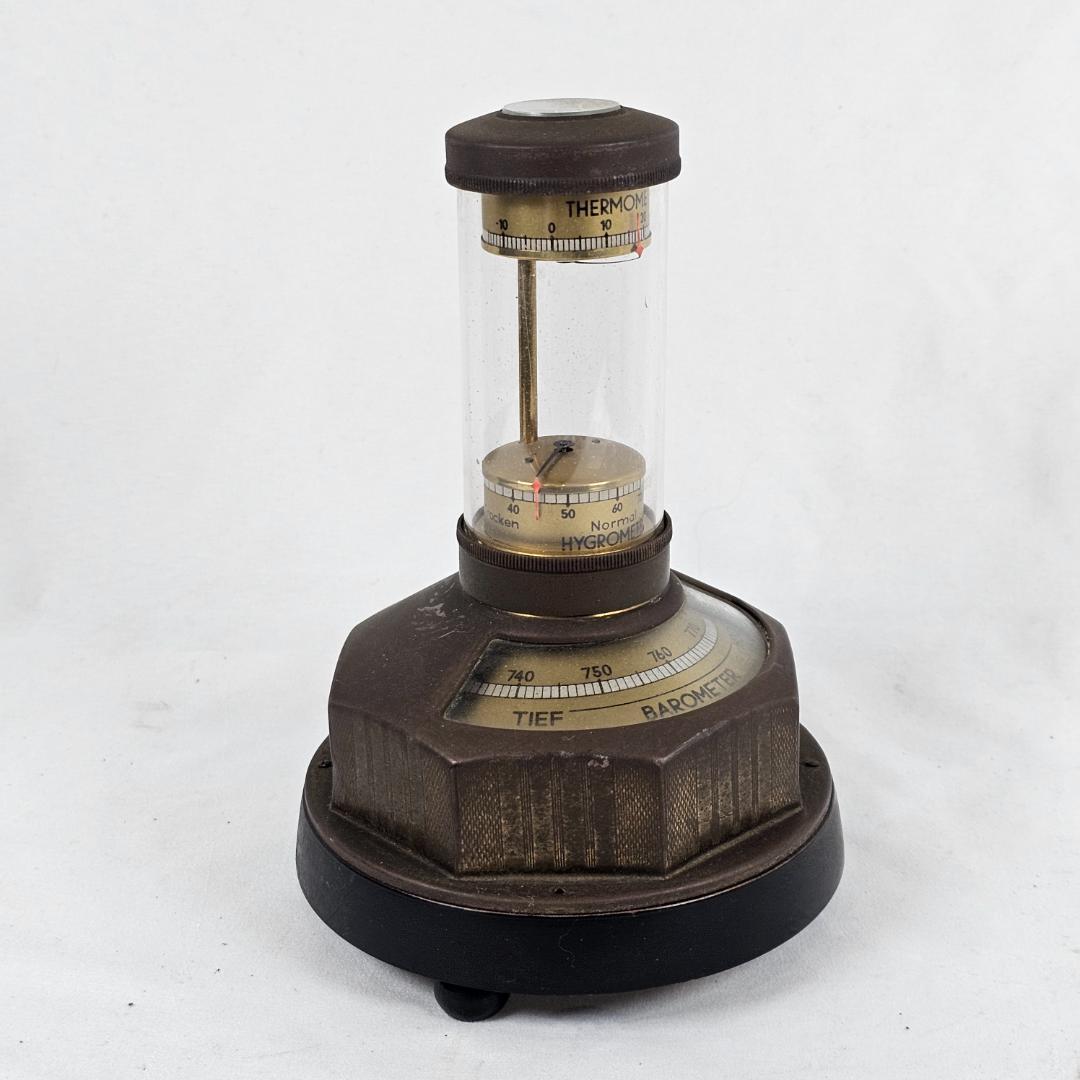 【超希少】ドイツ製 Lufft 卓上気象塔 温度 湿度 気圧計 磁石