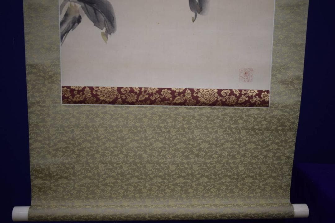 真作/三井飯山/椿画賛/布袋屋掛軸HI-563