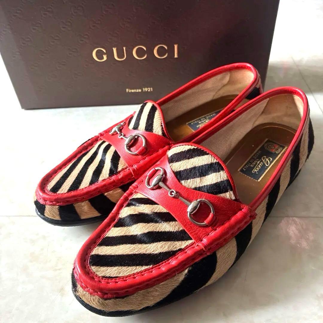最終価格// GUCCI ハラコ ホースビットローファー 38 ゼブラ柄　正規品