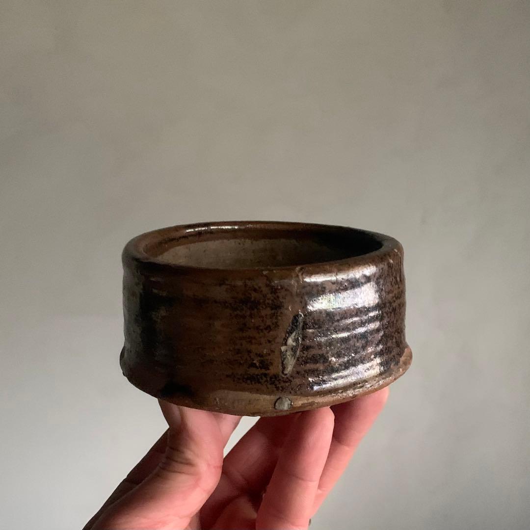 鉄釉 半筒 茶碗 野香炉 古美術 古道具 アンティーク