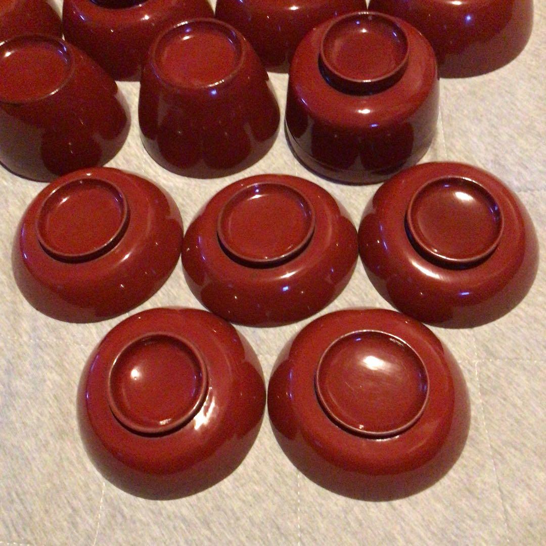 赤漆塗　底厚　お椀色々　蔵から発見　昭和初期　大正　明治　レトロ品！希少！