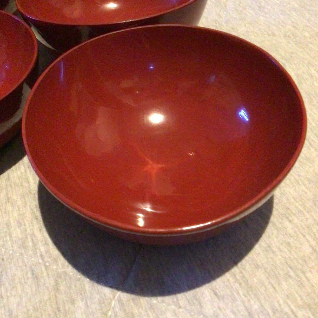 赤漆塗　底厚　お椀色々　蔵から発見　昭和初期　大正　明治　レトロ品！希少！
