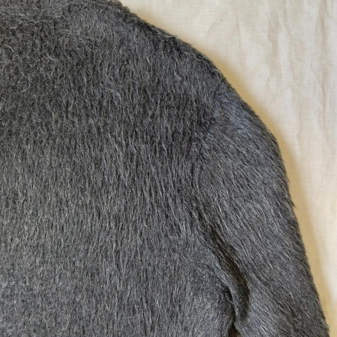 毛足長 60s シャギー モヘアニット Vネック ダークグレー ビッグサイズ L
