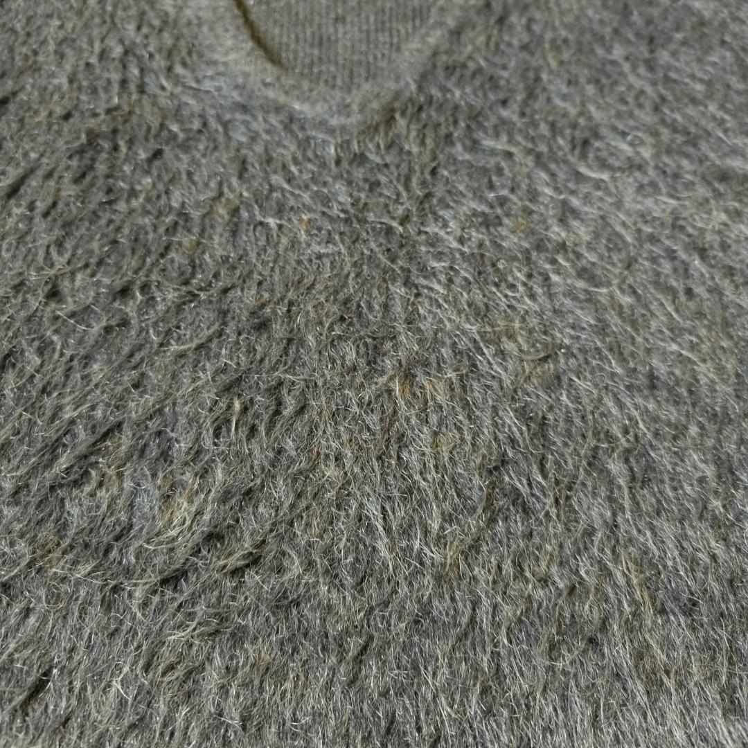 毛足長 60s シャギー モヘアニット Vネック ダークグレー ビッグサイズ L
