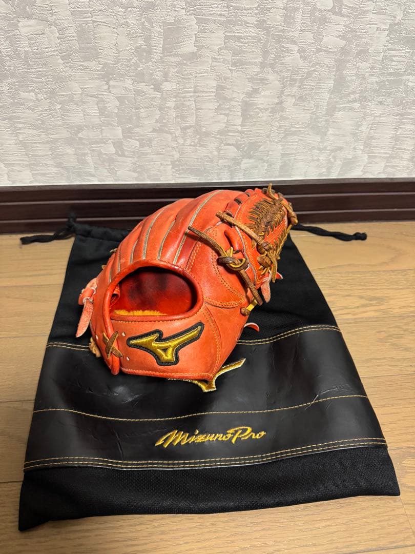 MizunoPro 硬式内野用グローブ　オレンジ　収納袋付き