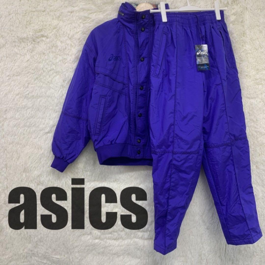 昭和レトロ★90年 アシックス ジャージ ウインドブレーカー 上下セットパープル