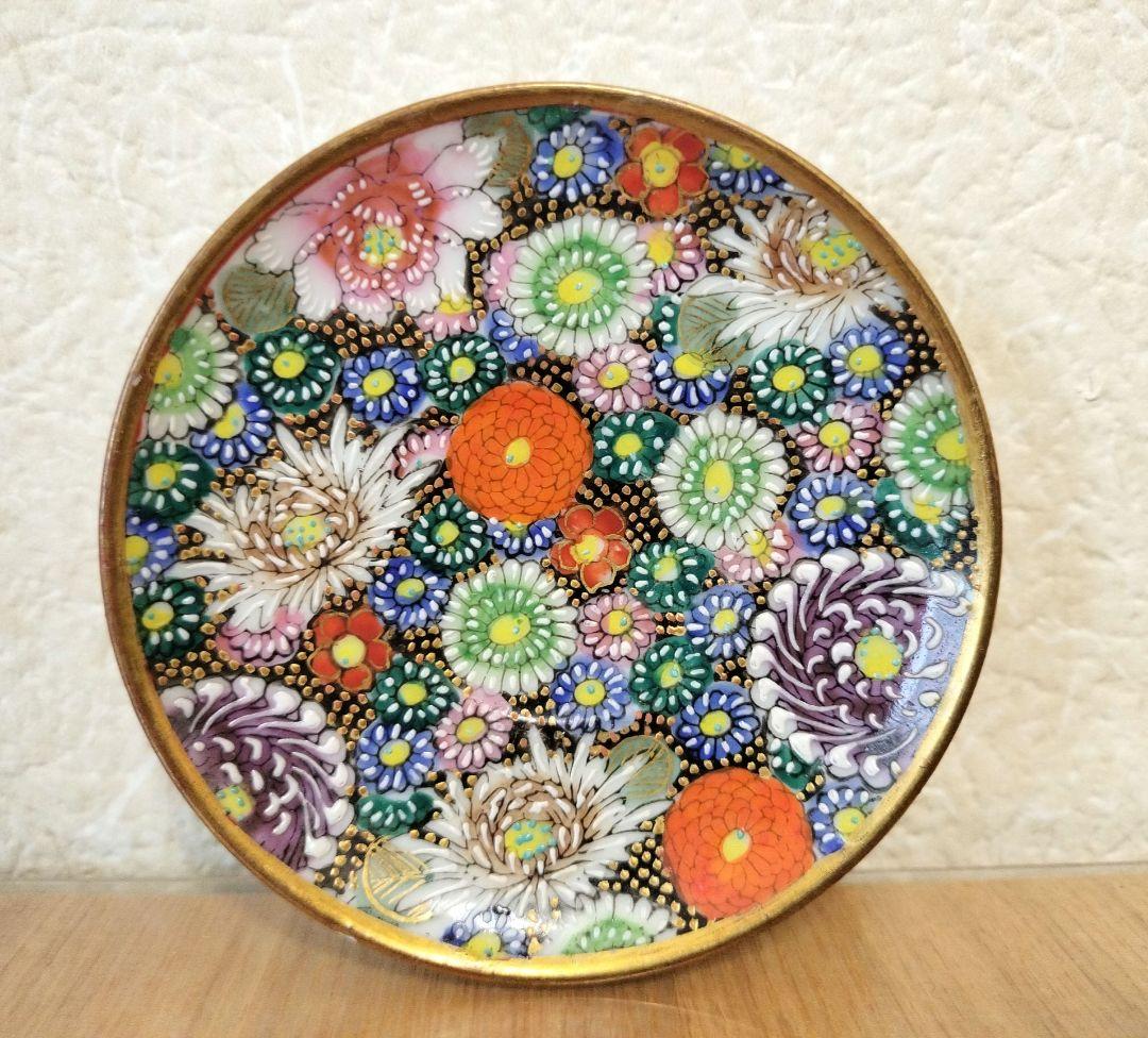 お値下げしました、5枚組　九谷焼　色絵　花詰豆皿