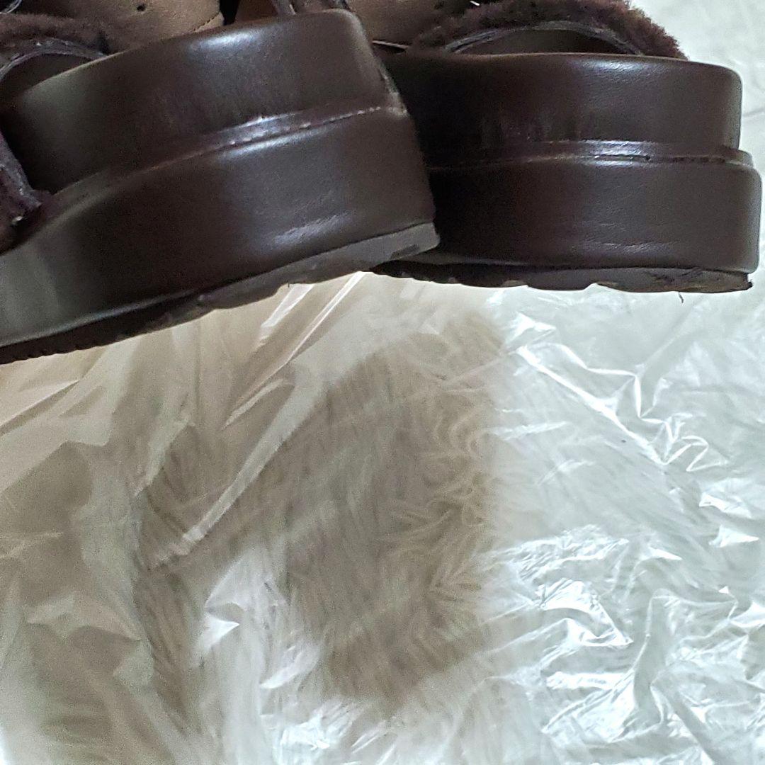 ■LE TALON レザー ボアベルト サンダル ブラウン S 美品