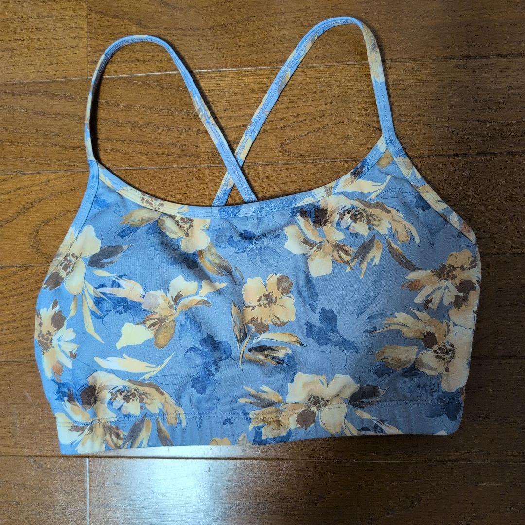 スカーラ　ヨガウェア　上下セット　花柄ブルー　　Mサイズ