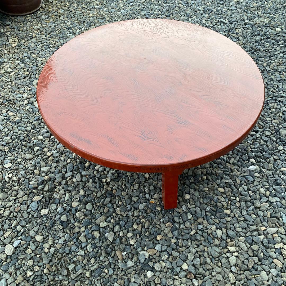 昭和の食卓 天然木 ちゃぶ台 丸テーブル 円卓 朱塗り直径 75㎝