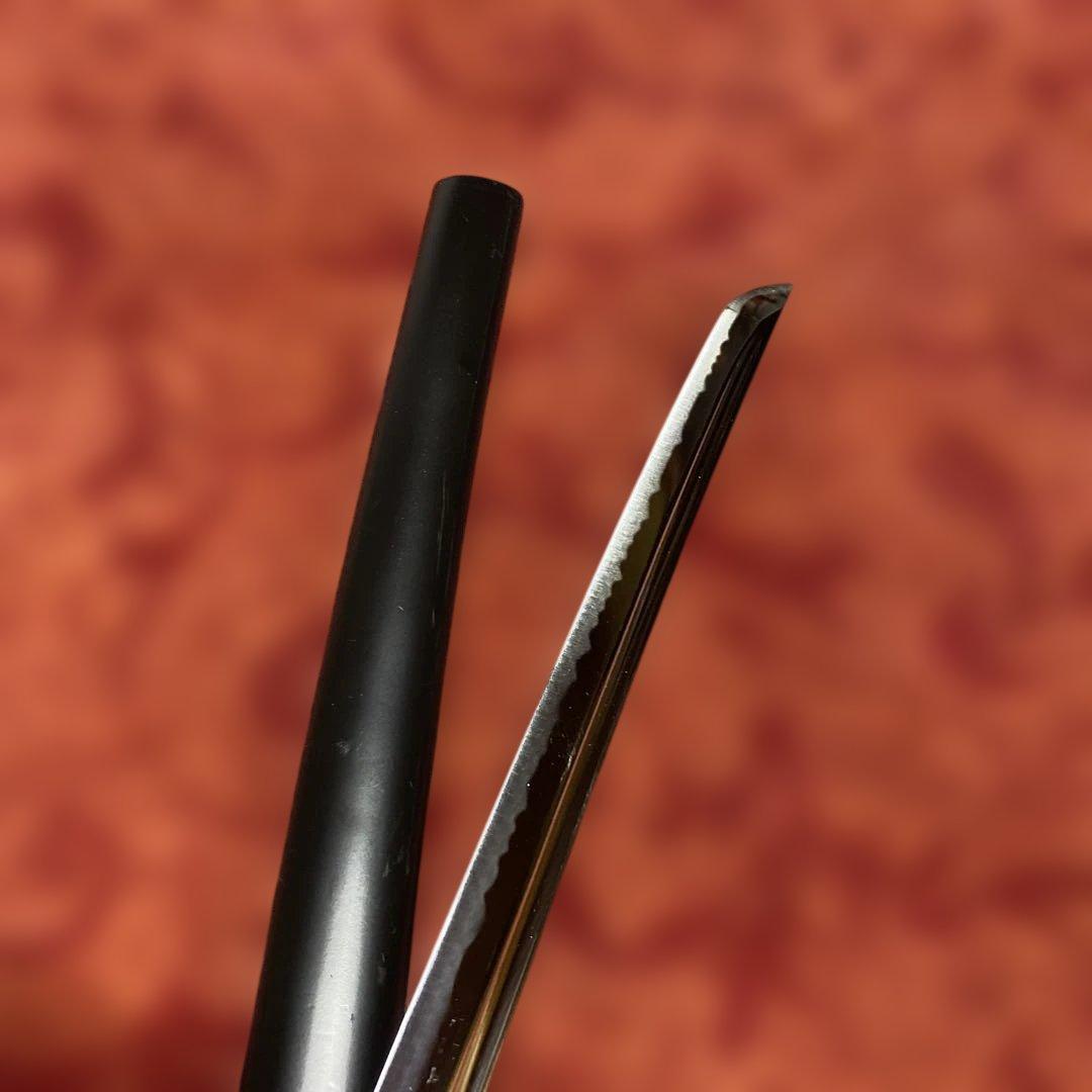 高級居合刀 黒柄 蓮根輪切透し丸鍔 黒呂鞘