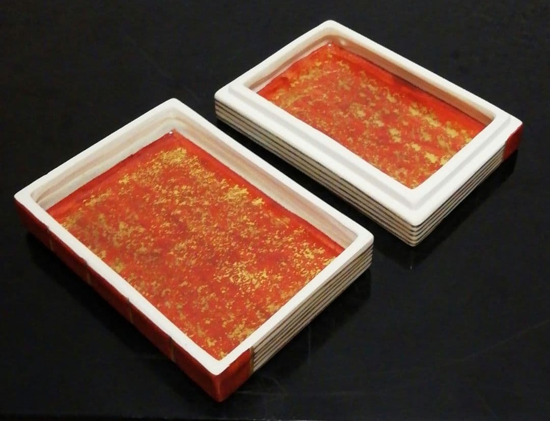 手塚桐鳳作　仁清写　和本　草花図　香合　共箱　共布　茶道具