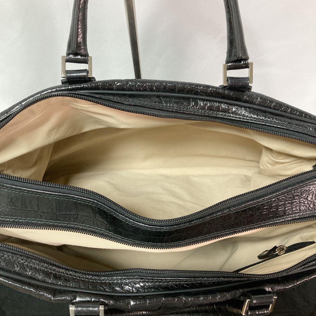 【美品】Pyloot パイロット ブリーフケース クロコ型押し イタリア製 BK