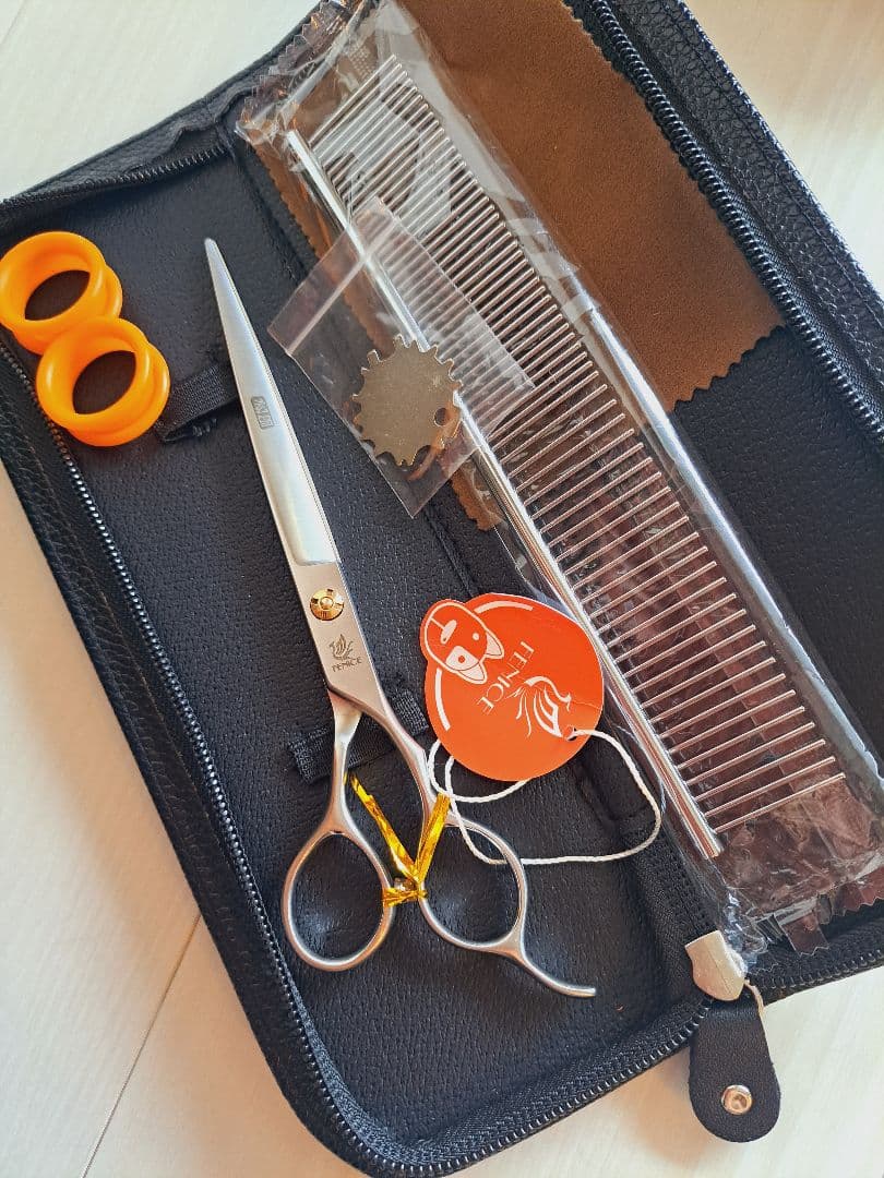 新品★フェニーチェ ストレートシザー★ギザ刄★トリミングシザー★7.5インチ